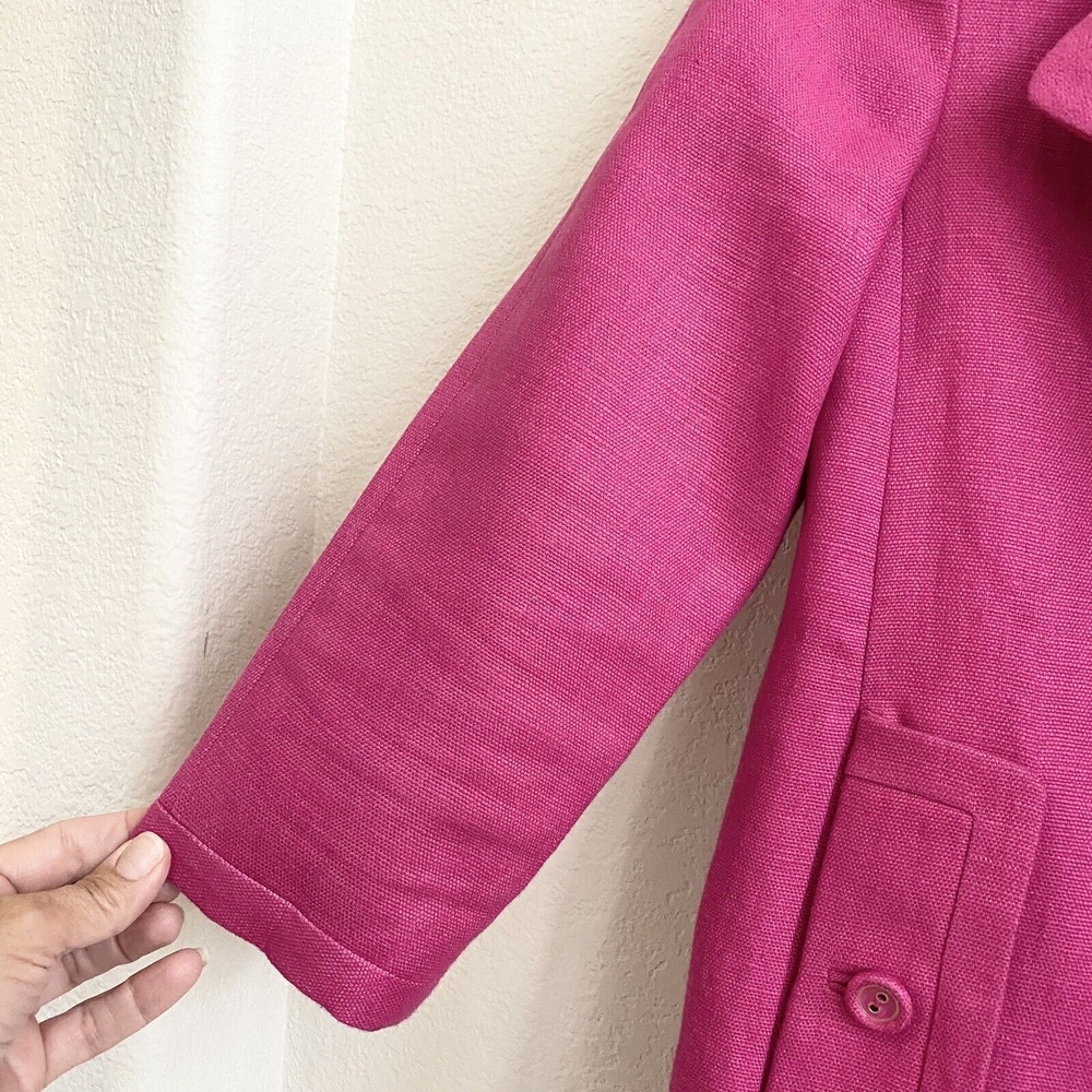 Talbots -Sz 2 Hot Pink Fab Jackie Linen 2 Button Swing Jacket Blazer Linen Coat - Picture 6 of 12